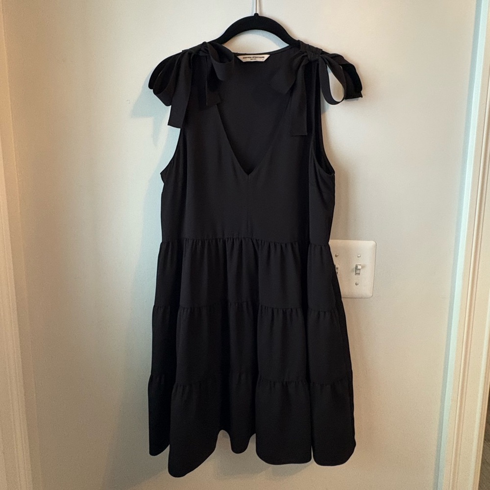 Black Tiered Dress with Bow Shoulders